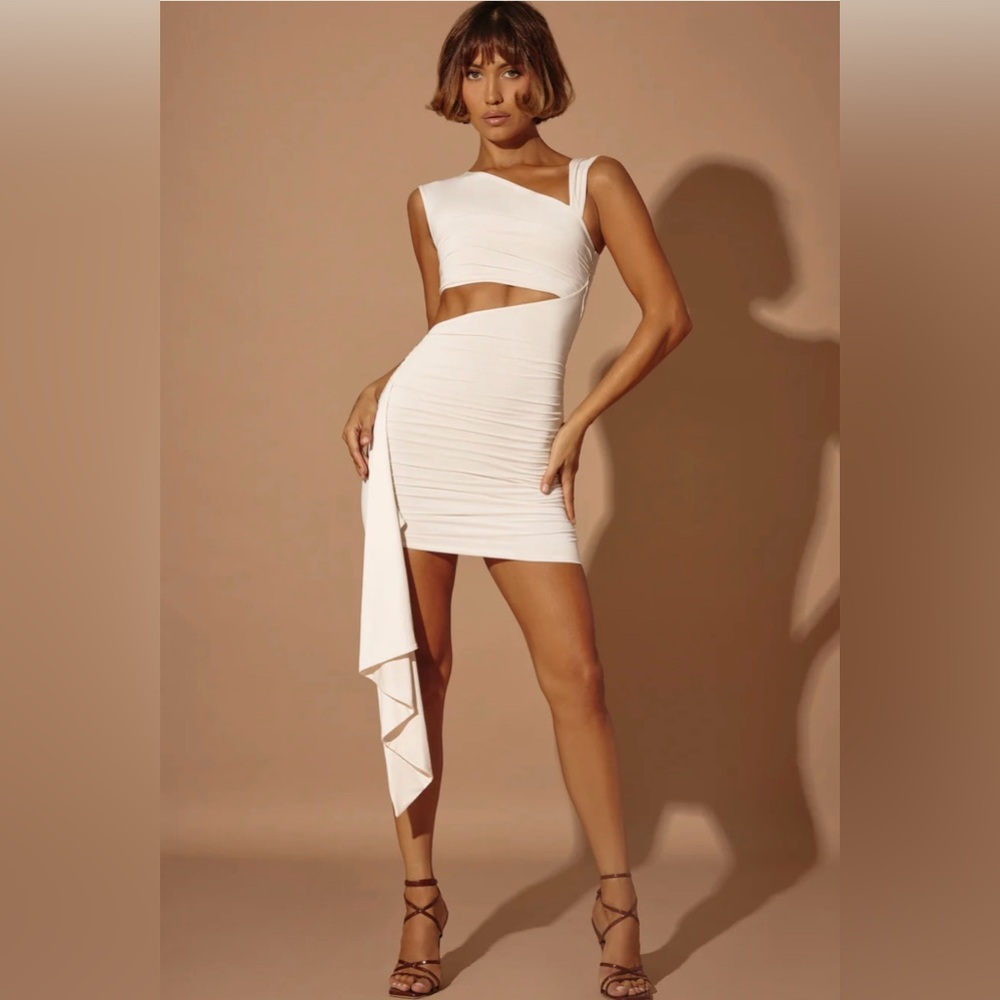 Oh Polly Asymmetric Ruched Mini Dress
